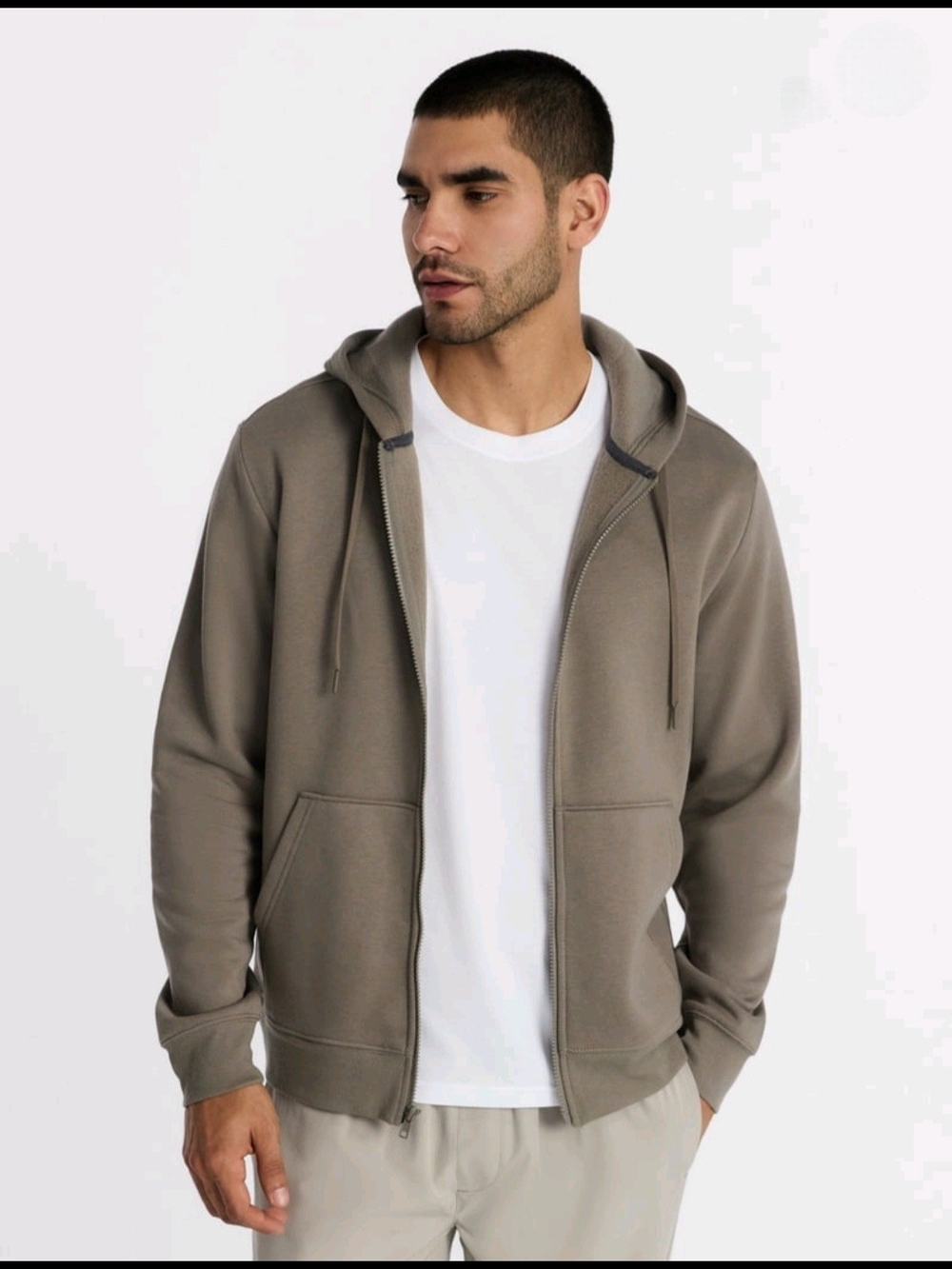 Athletic Works Men's Fleece Zip Hoodie Sweatshirt Taupe Size Large